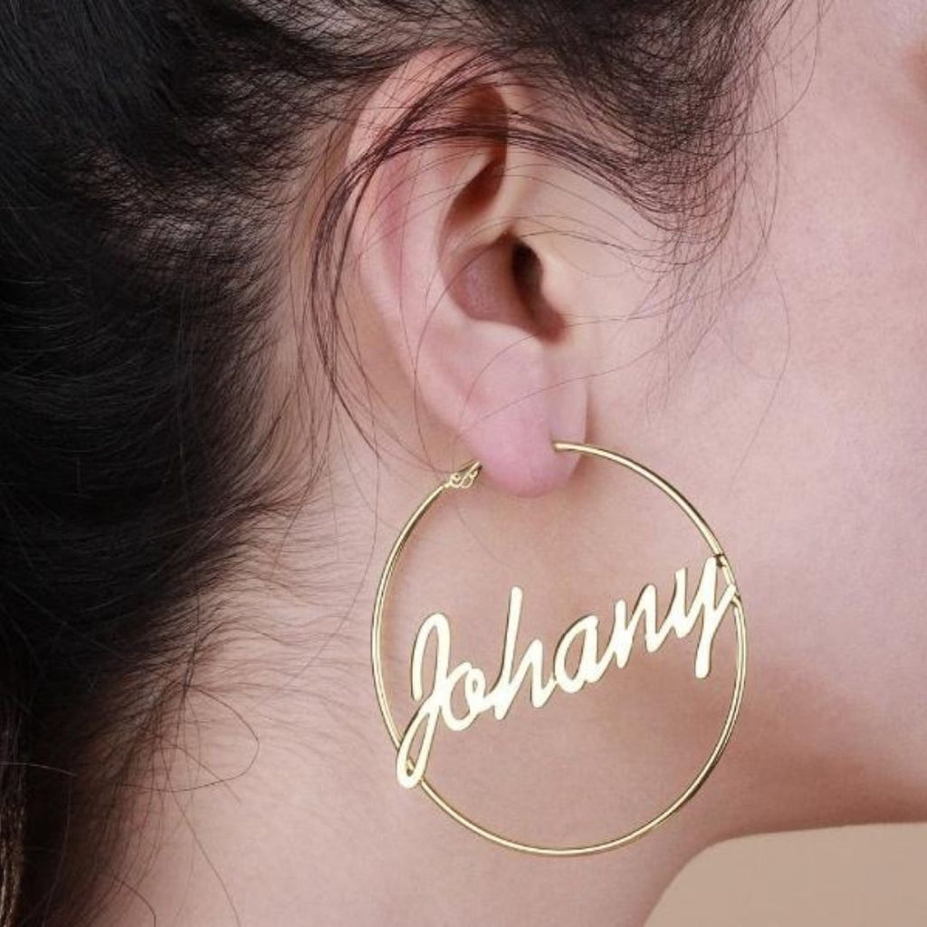 Personalized hoop earrings with custom name