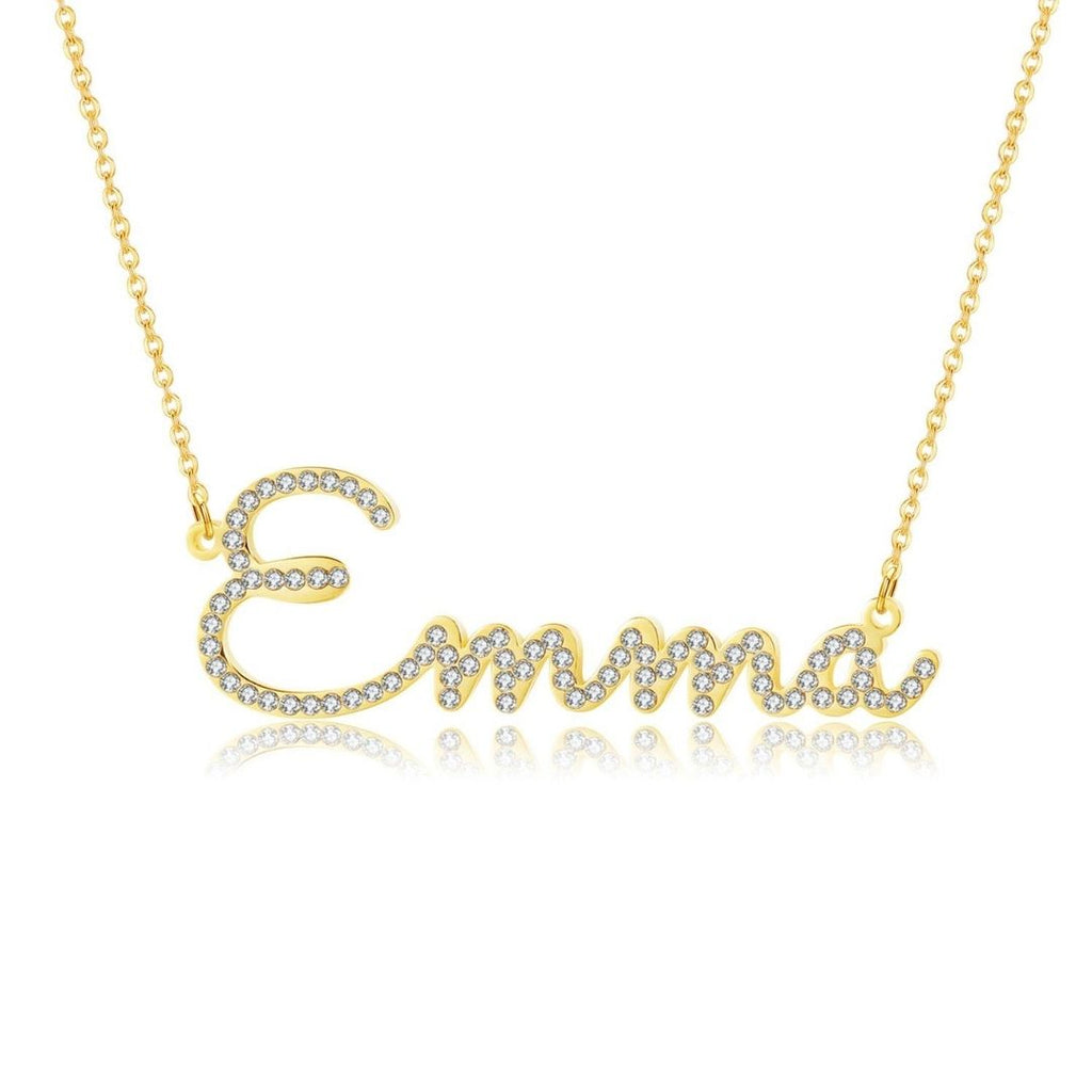 Diamond pendant necklace with personalized name