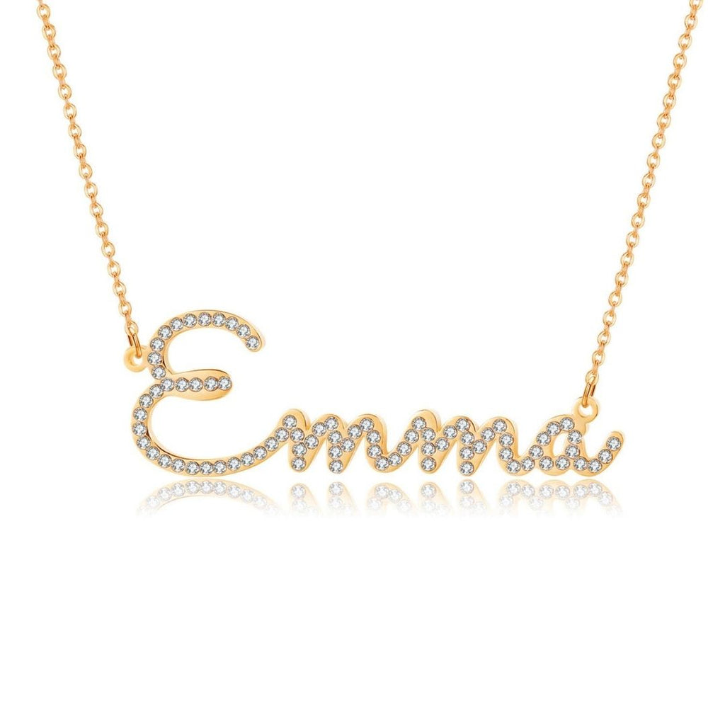 Diamond pendant necklace with personalized name