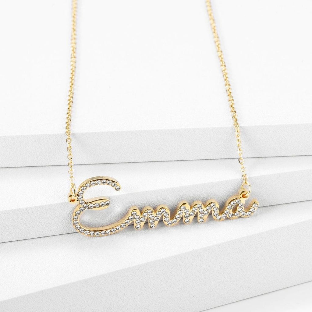 Diamond pendant necklace with personalized name