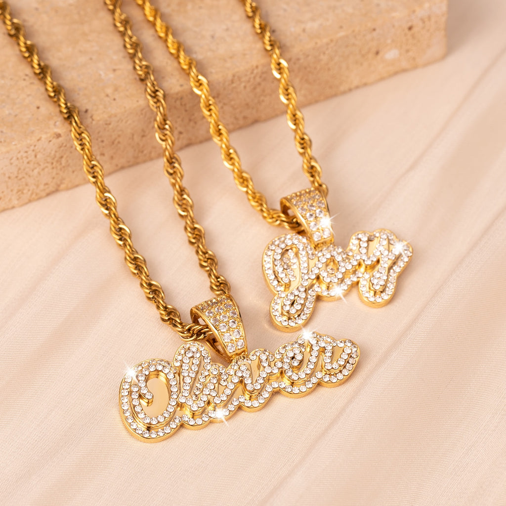 Blinged Out Name Pendant with dazzling crystals