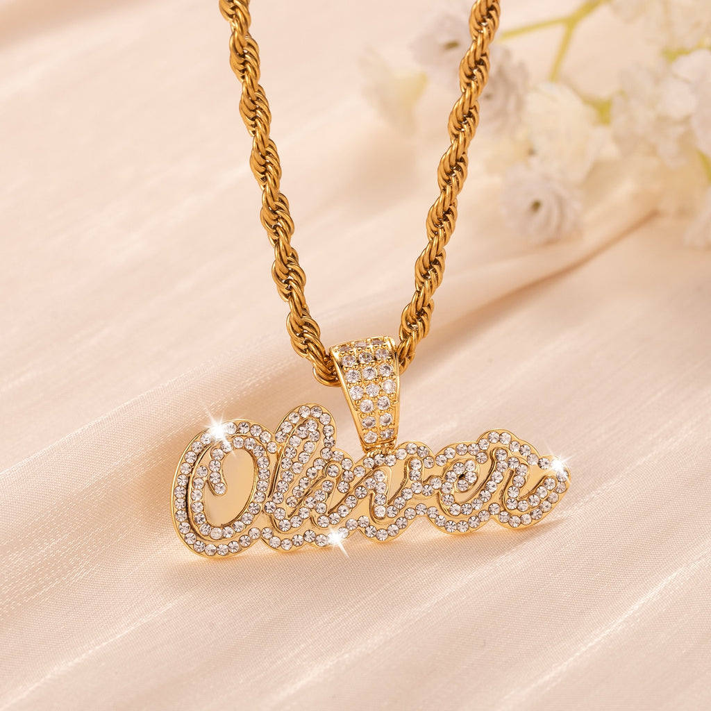 Blinged Out Name Pendant with dazzling crystals