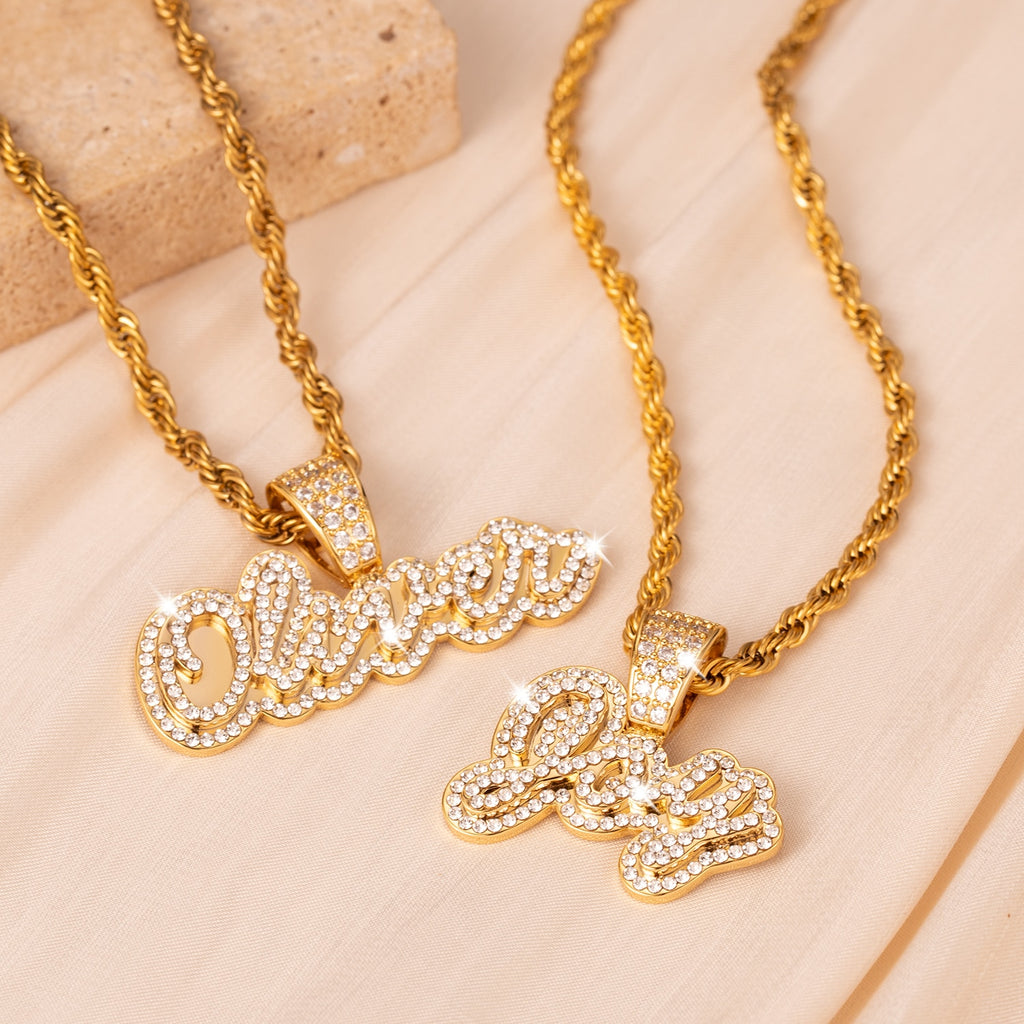 Blinged Out Name Pendant with dazzling crystals