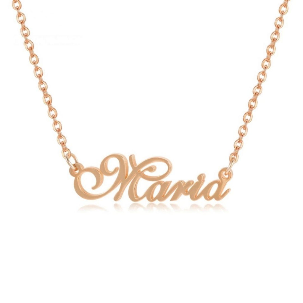 Handcrafted name pendant necklace with delicate chain