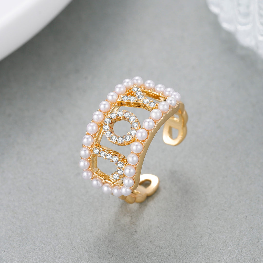 Personalized Pearl Ring with exquisite pearl centerpiece and customizable engraving